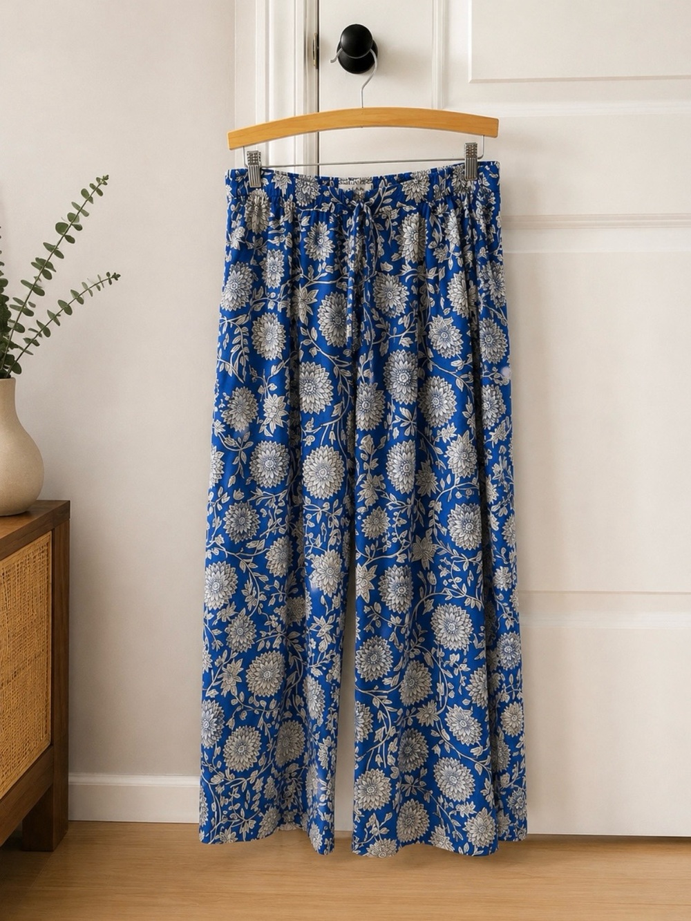 Elan Blue Floral Palazzo Pants